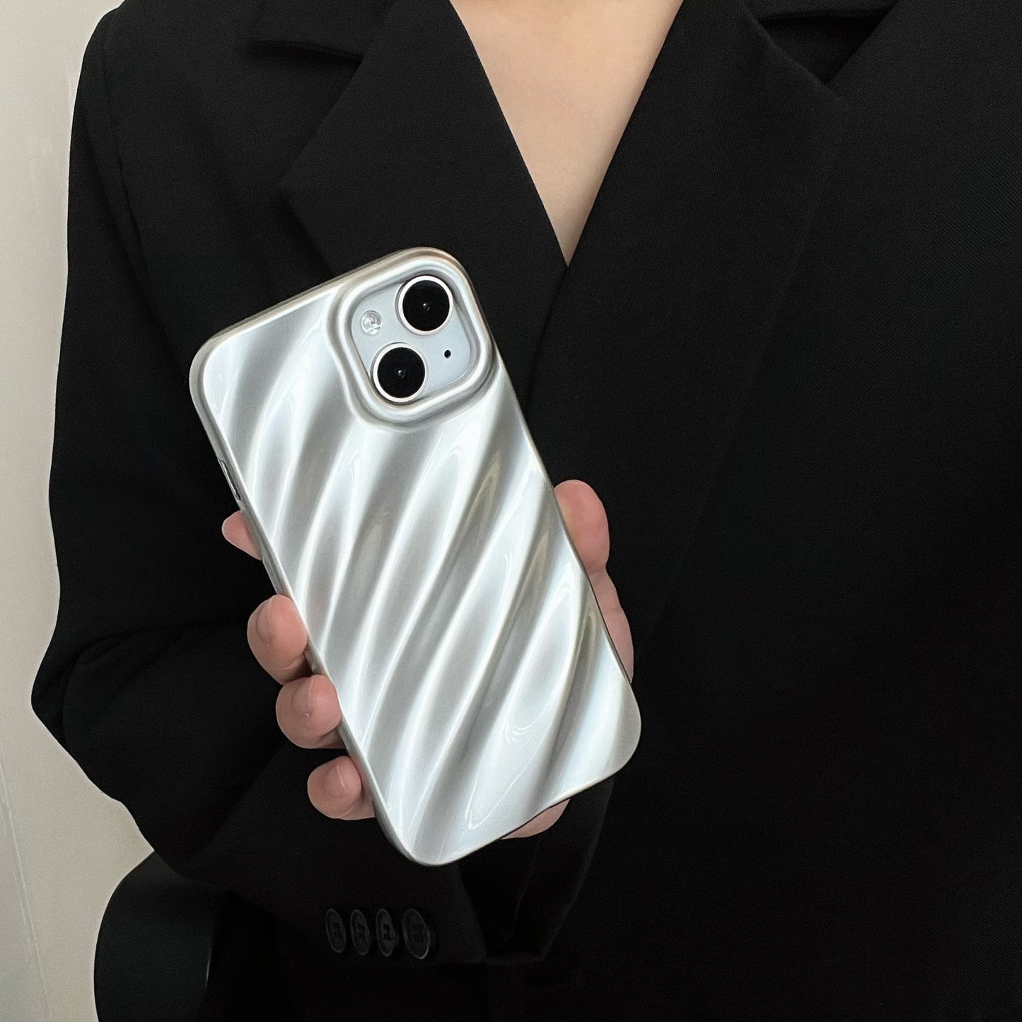 Silver Water Wave Silicone Phone Case