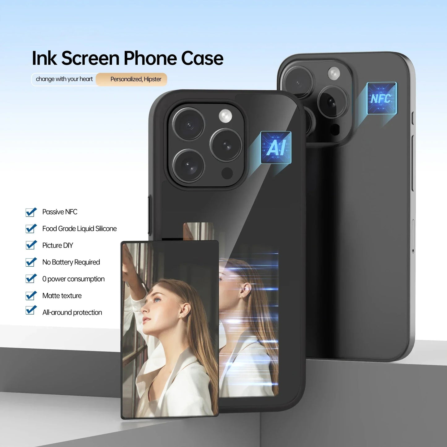 iPhone NFC Phoe Case Smart E-ink Screen Covenr
