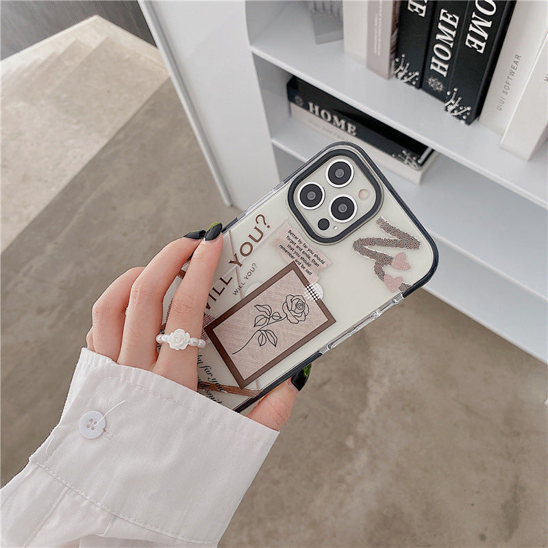Frosty Wind Rose Transparent Plastic Phone Case