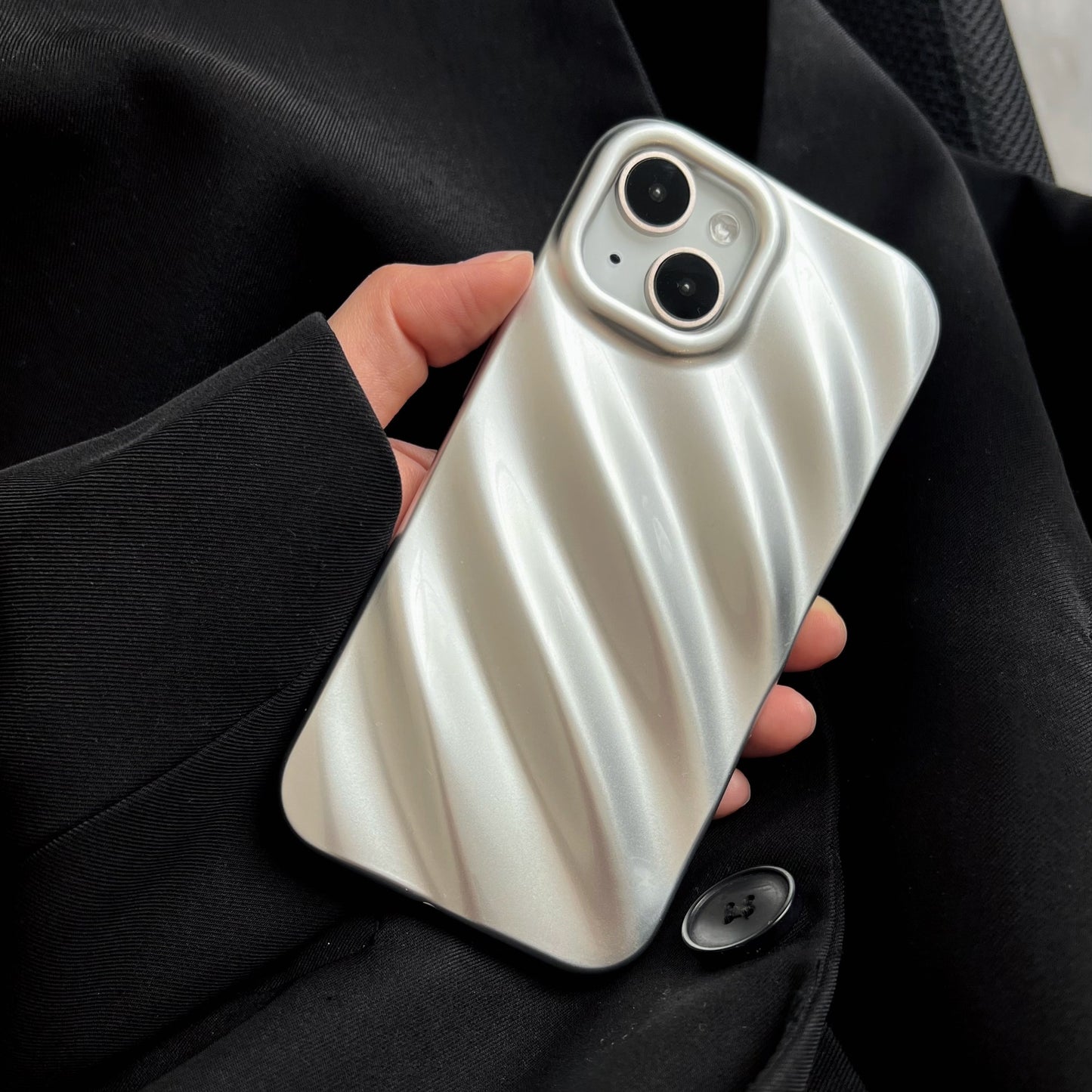 Silver Water Wave Silicone Phone Case