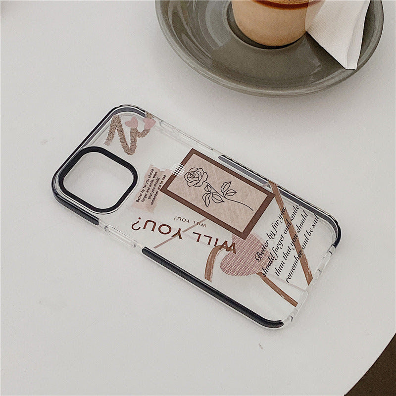 Frosty Wind Rose Transparent Plastic Phone Case