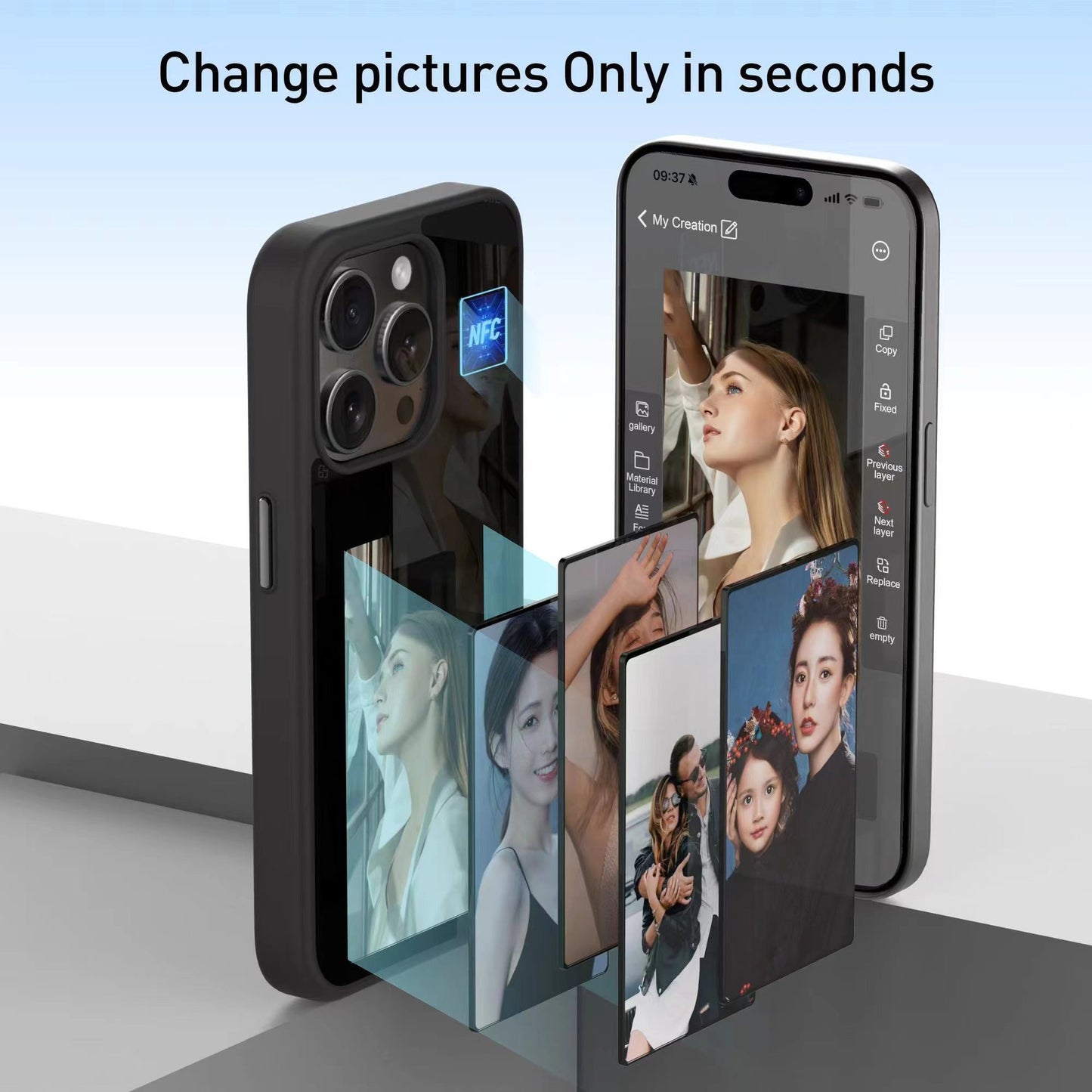 iPhone NFC Phoe Case Smart E-ink Screen Covenr