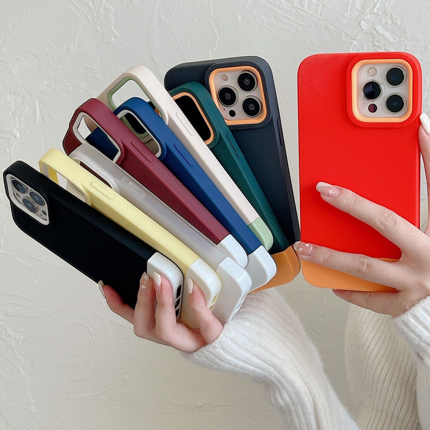 Contrasting 3-in-1 Liquid Frosted Two-tone Phone Case