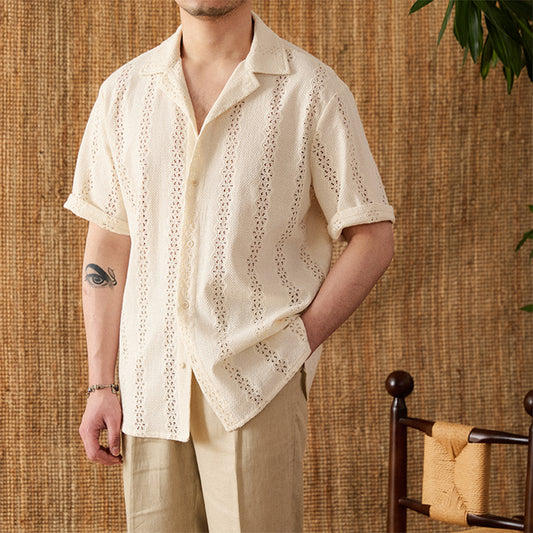 Cuban Collar Thin Short-sleeved Shirt