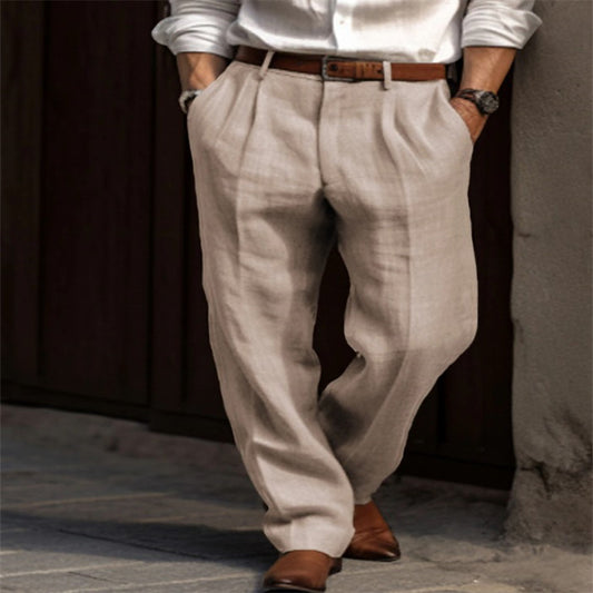 Men's Linen Trousers Double Pleated