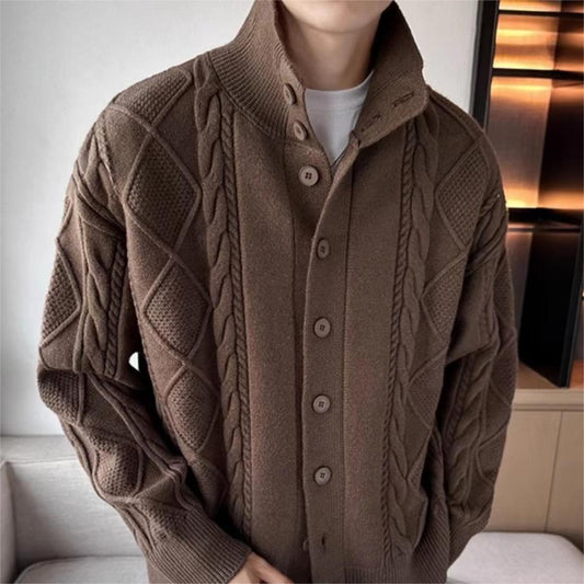 Plaid Sweater Coat Long Sleeve
